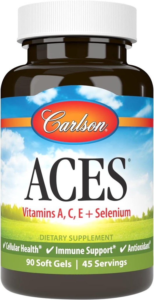 カールソン - ACES、ビタミンA、C、E +セレン、セルラーヘルス&免疫サポート、抗酸化剤、90 Softgels
