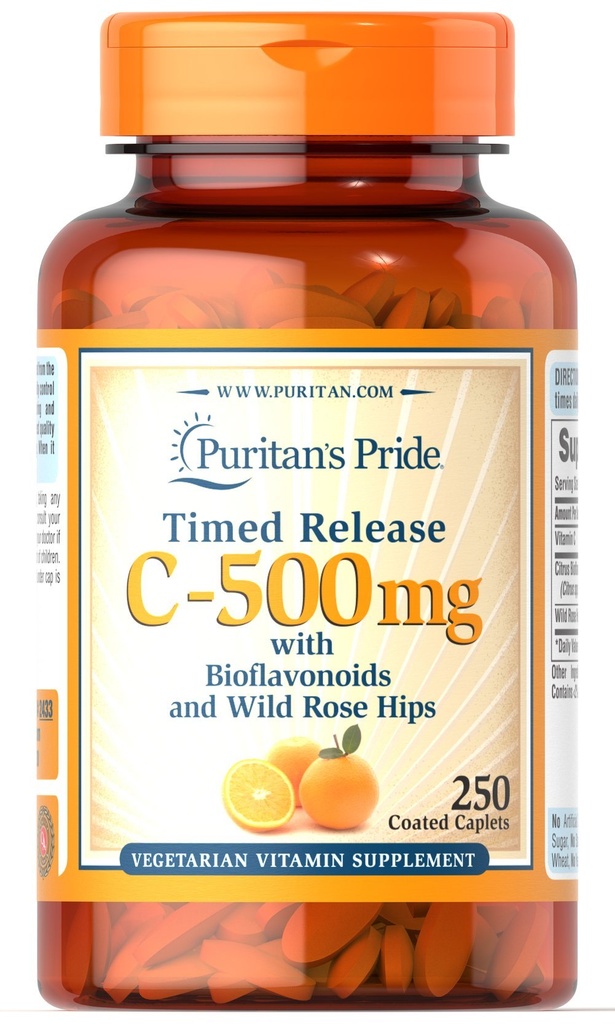 Puritan'sプライドビタミンC 500mg、ローズヒップキャップレット、250カウント