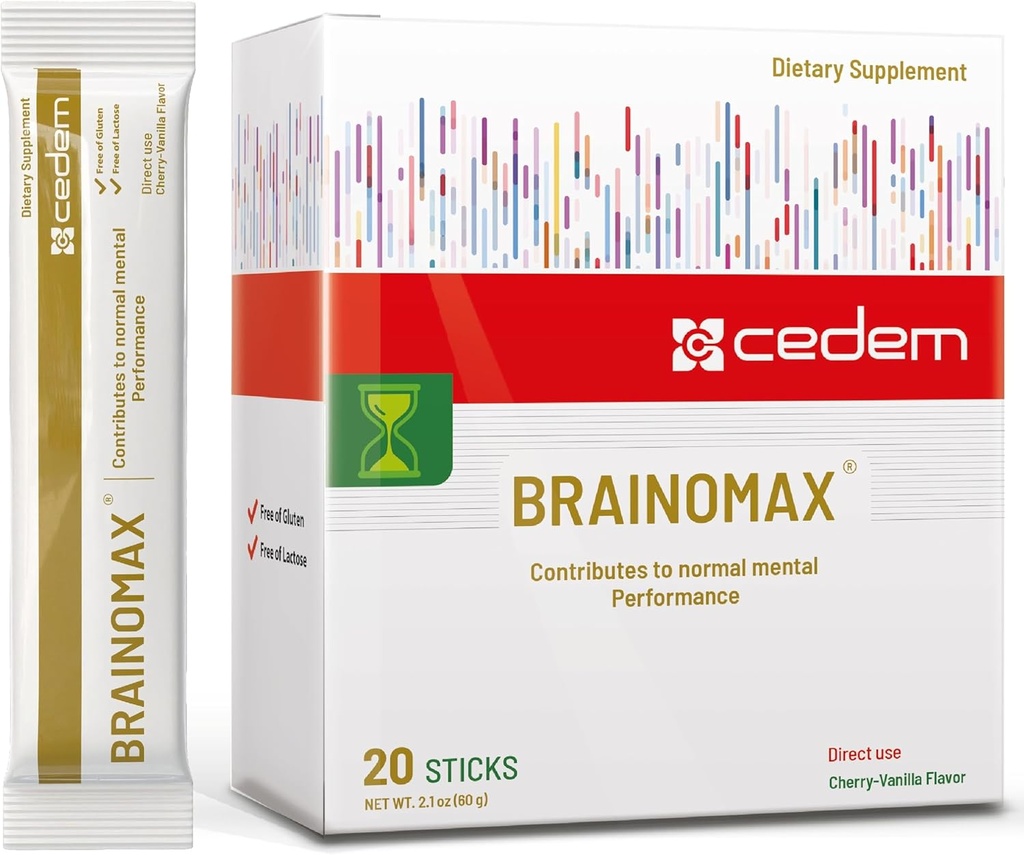 スイスBRAINOMAX 20の粉の棒、頭脳のブスターの補足、Citicoline、NアセチルLカルニチン、記憶および焦点、認知サポートのためのNootropicの頭脳の補足が付いているチェリーVanillaの味