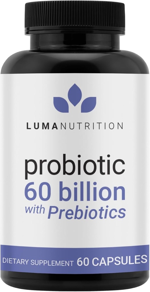 Luma Nutrition Probiotics 60 Billion CFU with Prebiotics - 女性と男性のためのプロバイオティクス - 消化酵素の健康のために処方 - ビーガン&グルテンフリー - 60カプセル