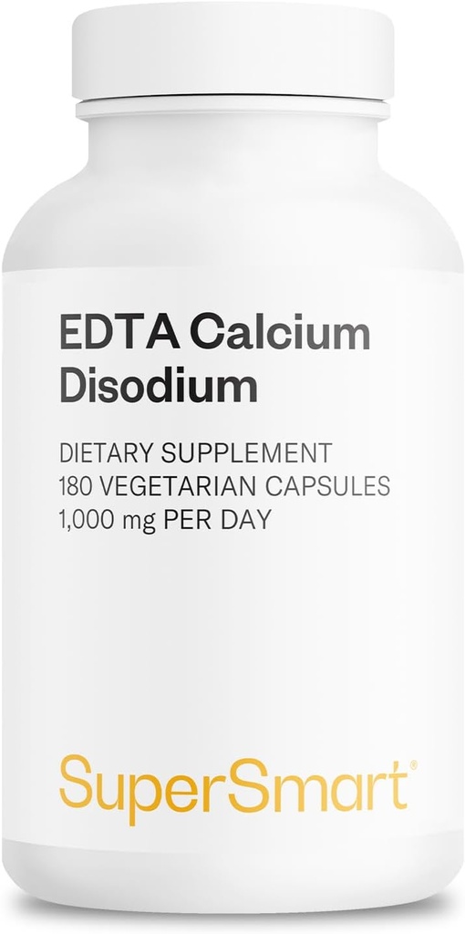 スーパースマート - 1日あたりのEDTA 1000mg - カルシウム放電EDTAサプリメント | 非GMO&グルテンフリー - 180ベジタリアンカプセル