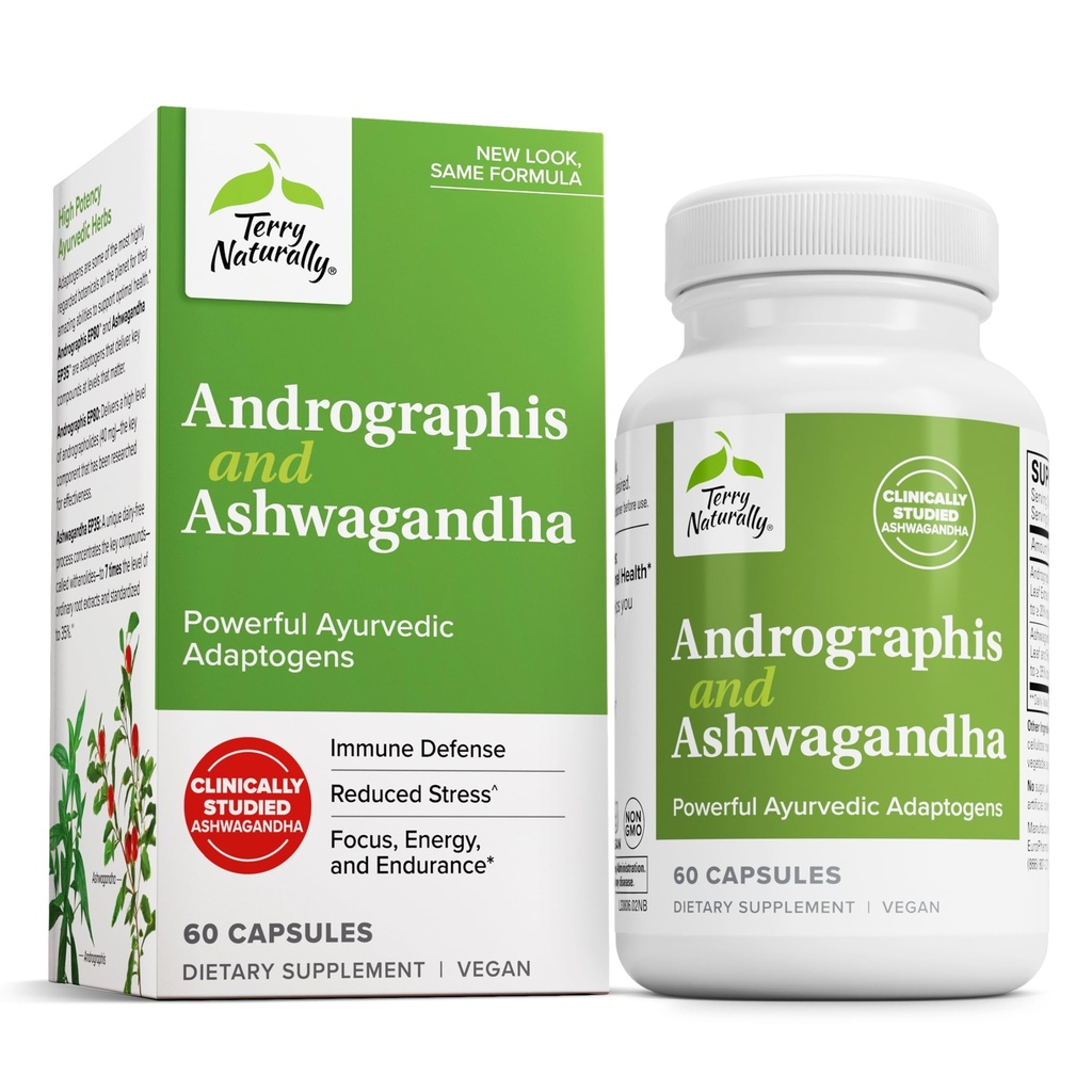 テリー自然に Andrographis と Ashwagandha - 免疫システムサポート サプリメント - エネルギーと健康的なストレス レスポンスをサポート - エネルギー サポート サプリメント - 60 カプセル(60 のサービング)