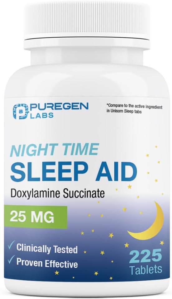 ピュアゲンラボ ドキシルアミン酸エステル25mg | 夜間睡眠補助剤 | 安全で効果的 | 睡眠補助剤の形成の禁止 | 米国製 | 225錠