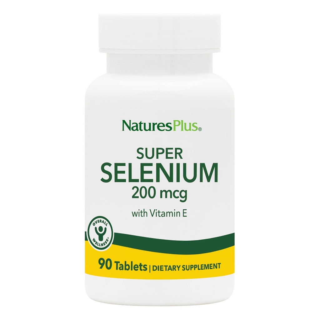 NaturesPlusスーパーセレンコンプレックス - 200 mcg、90 ベジタリアンタブレット - ビタミンEによるエッセンシャルミネラルサプリメント - 抗酸化剤 - グルテンフリー - 90 サービング