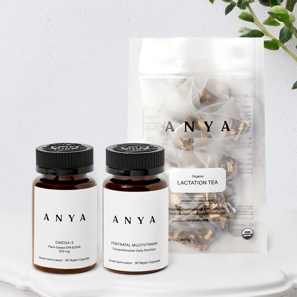 ANYA Multivitamin + 授乳ティーバンドル 女性の産後のエッセンシャル、母乳育児のための産後のサプリメント
