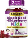 Sakoon nutrition Elderberry & Black Seed Oil Gummies for Kids, Immune Support, with Vitamin C and Zinc, Delicious Berry Flavor, 60 Gummies