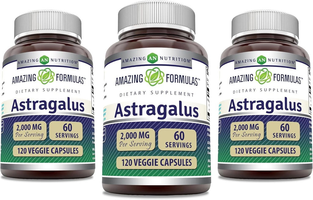 アメージングフォーミュラ Astragalus 2000 サービングカプセルサプリメントあたり mg | 純粋なAstragalus Membranaceus植物根エキス製 | 非GMO | グルテンフリー(120 カウント | 3 パック)