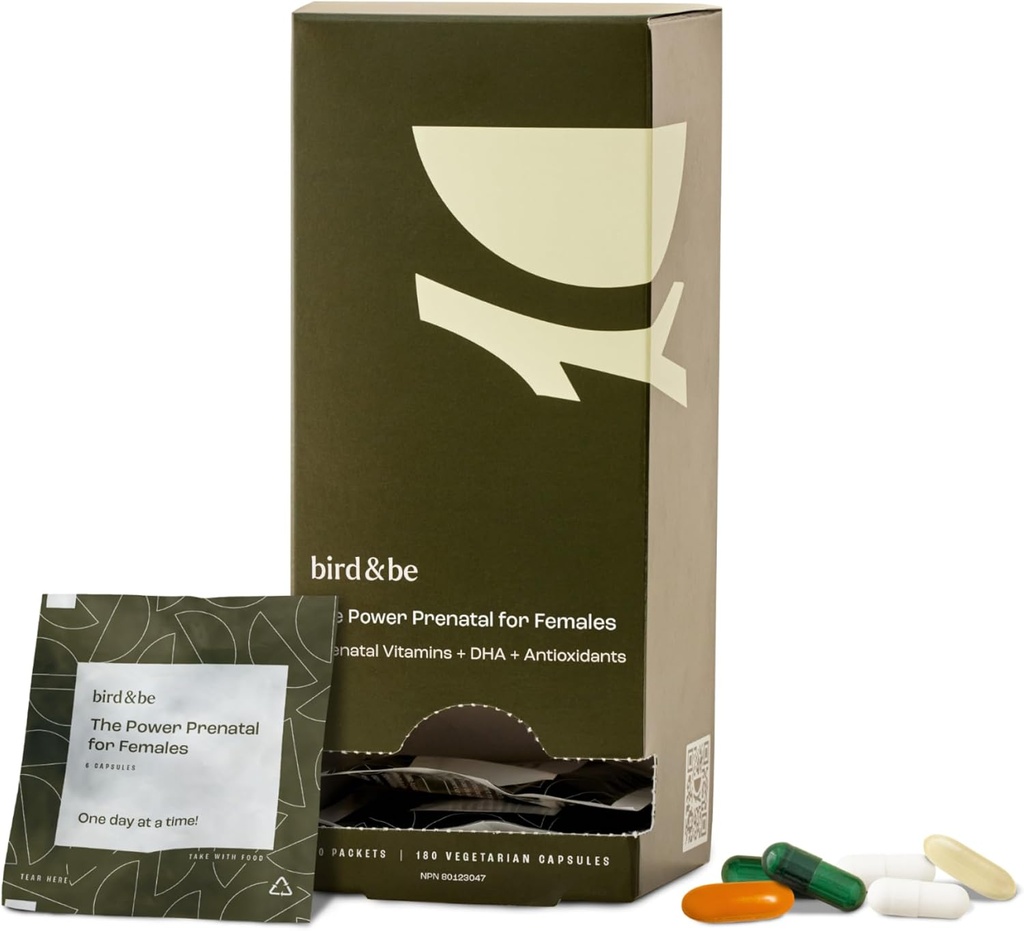 Bird&be 女性のためのパワープレナタル - AlgaeオイルDHA(Omega-3)、CoQ10およびNアセチル Cysteine - 30日の供給との豊饒サポート