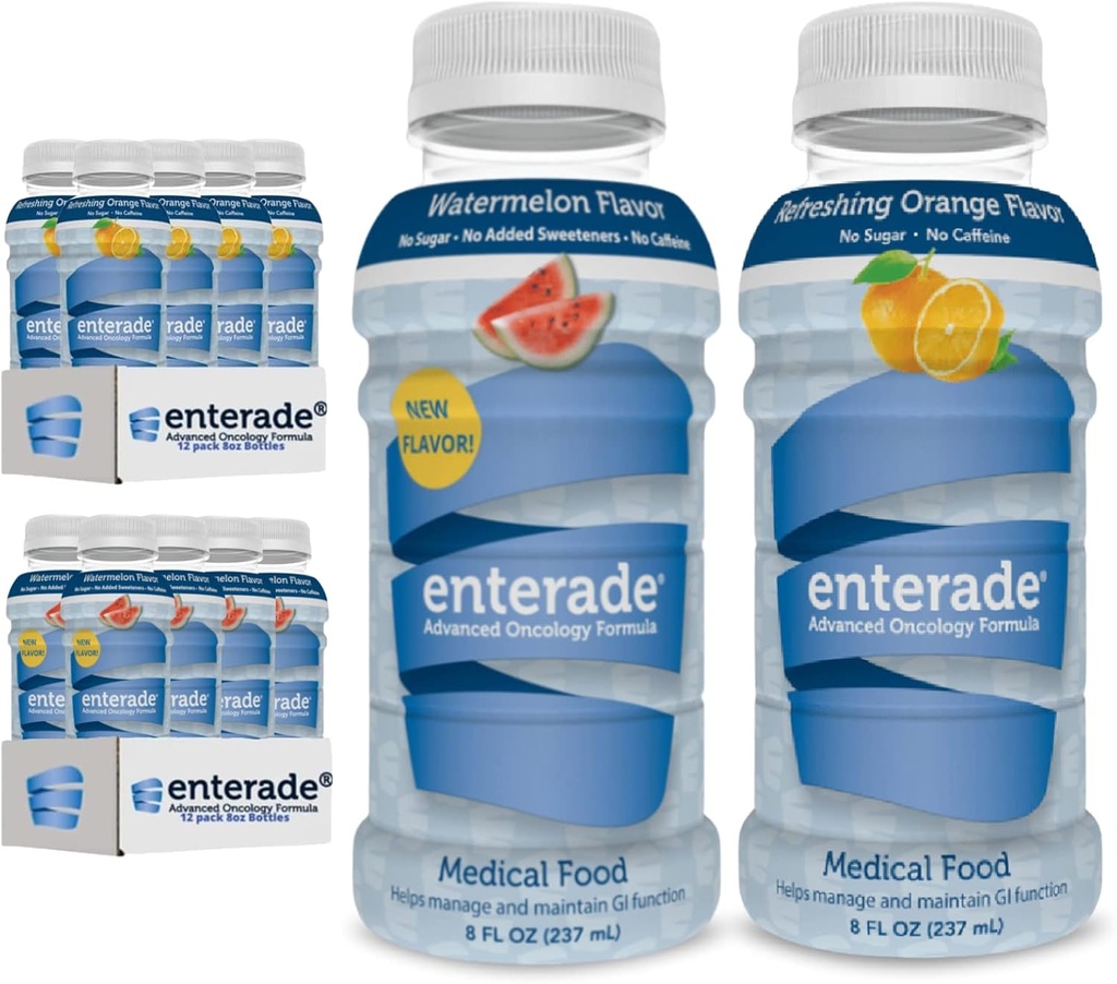 Enterade AO 24 ボトル オレンジとスイカ バンドル, 特別に処理を減らすために処方 GI 副作用, 8oz オレンジ (1 パック 12) + 8oz ウォーターメロン (12 パック)