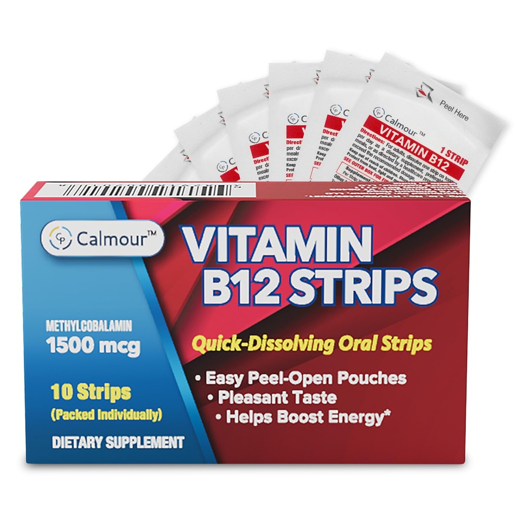 ビタミンB12ストリップ10パック | イージーオーラル分解可能なミント風味ストリップ | 1500 mcgストリップ | VIT B12 舌下溶 | メチルコバラミンB-12ビタミンフォーミュラ | ビーガンフレンドリー&グルテンフリー