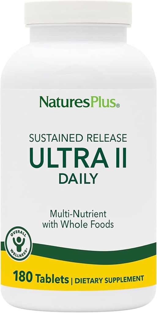 NaturesPlus Ultra II 毎日 - 180錠 - 全体ウェルビーイングのための全食品とマルチビタミン - エネルギーと免疫の健康をサポート - 持続的なリリース - 180サービング