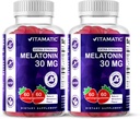 Vitamaticの砂糖はGummyごとのMelatonin 30mgを- 60のサービング- 60の菜食主義者のGummies - Non-Habitの形成の補足(60の計算(2)のパック)解放します