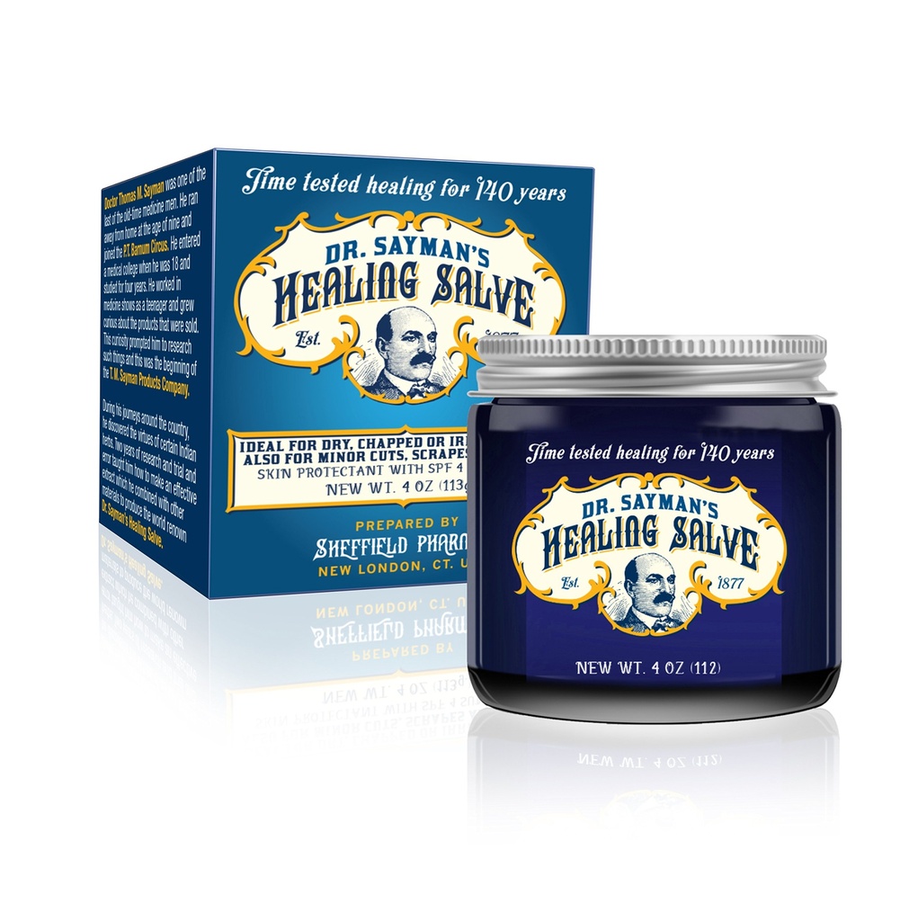 Dr. Sayman's Healing Salve – 元のスキン ケアの軟膏と保護剤/グレートのために かゆみ, 乾燥と敏感肌/Treats ひびの入った足, ラフ ヒール と chapped 唇 (4oz.)