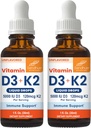 大人のためのSandhuのビタミンD3 K2の低下  5000 IU D3の液体、120mcg K2の補足1 FlのOz (パッケージ2)の  D3K2は人及び女性のための優秀な吸収、エネルギー、免疫、筋肉健康を支えます