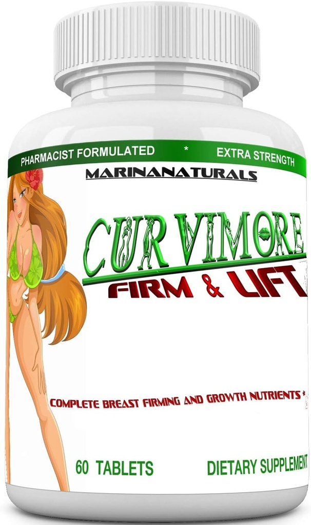 CURVIMORE FIRMとLIFT Breastのフィリング、リフティング、スキンタイトニング - より完全な、よりしっかりした、そしてより大きい Breastsをお楽しみください。 60錠。
