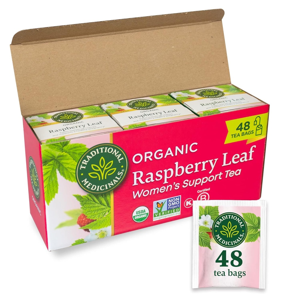 従来の薬用茶、有機ラズベリーの葉、Easesの月経の穀物は、健康な妊娠、48の茶袋を支えます(3パック)