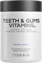 Codeage Teeth & Gums Vitamins + Oral Probiotics Supplement for Mouth - Whole Food Calcium, Collagen, Potassium, Vitamin C, D3, K2, Zinc – Oral Care & Dental Multivitamin Supplements - 90 Capsules