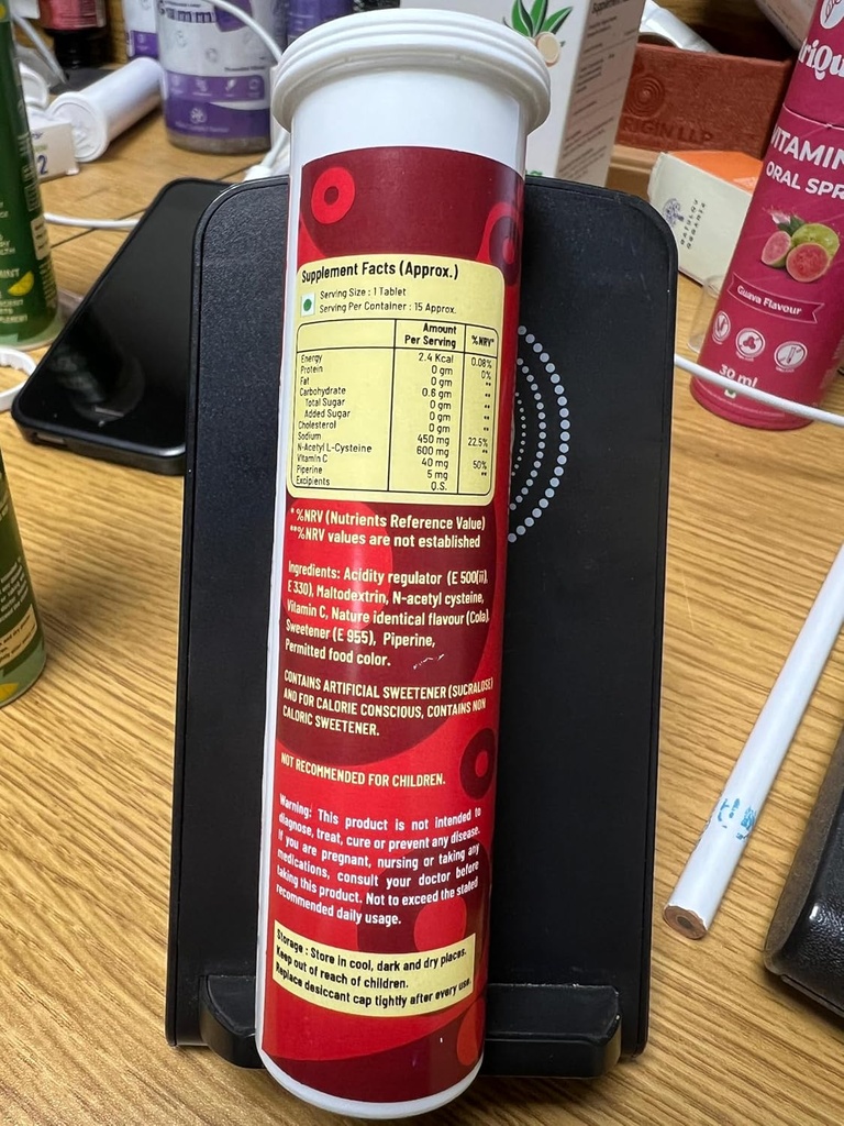 NACサプリメント - 肺デトックス&ジムサポートのためのN-アセチル-Cysteine 600mg - 15コラフレーバーの発泡錠 | グルタチオンのためのNAC N-アセチル-Cysteine 600mg | 男性と女性のためのEffervescent NAC