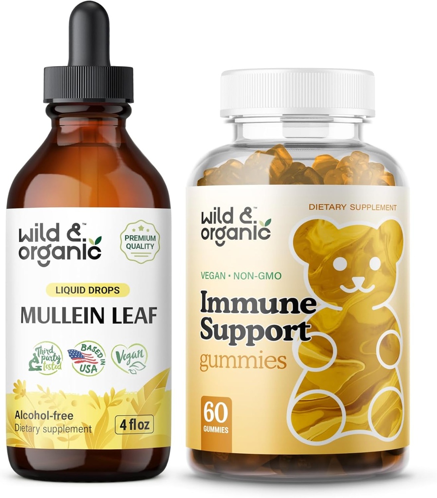 Wild & Organic Mullein Drops 4 oz & Immune Support Gummies