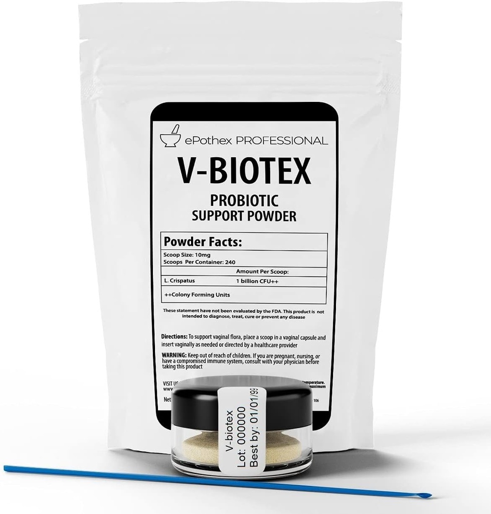 V-Biotex - ピュア L.Crispatus プロバイオティックパウダー | 腟プロバイオティック | 腟・尿の健康を促進 | イースト感染症・細菌の腟症例サポート | 240 用量