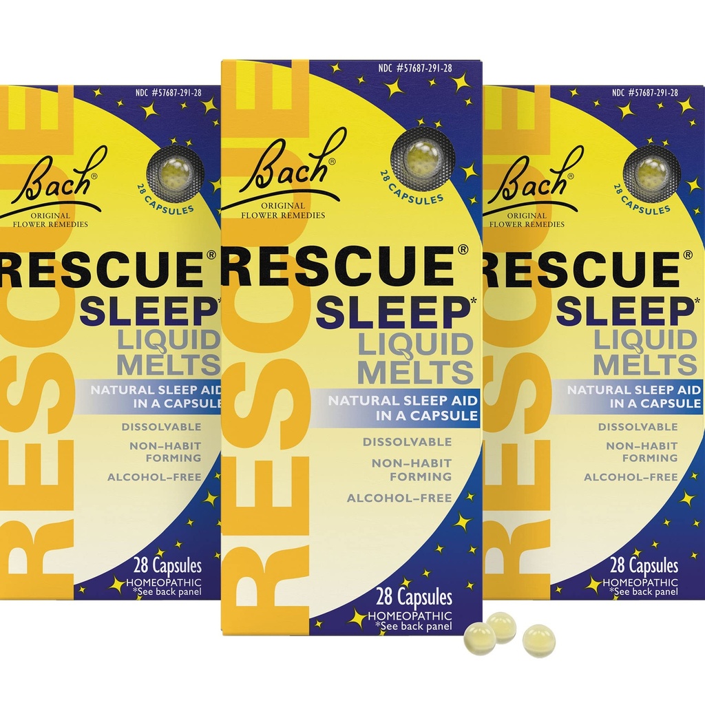 RESCUEのバッハの睡眠の液体の溶解、自然なオレンジ バニラの味、自然な睡眠の援助、圧力救助、ホメオパシーの花のEsence、メラトニン、非アルコール、3のパック、28の計算の各放して下さい