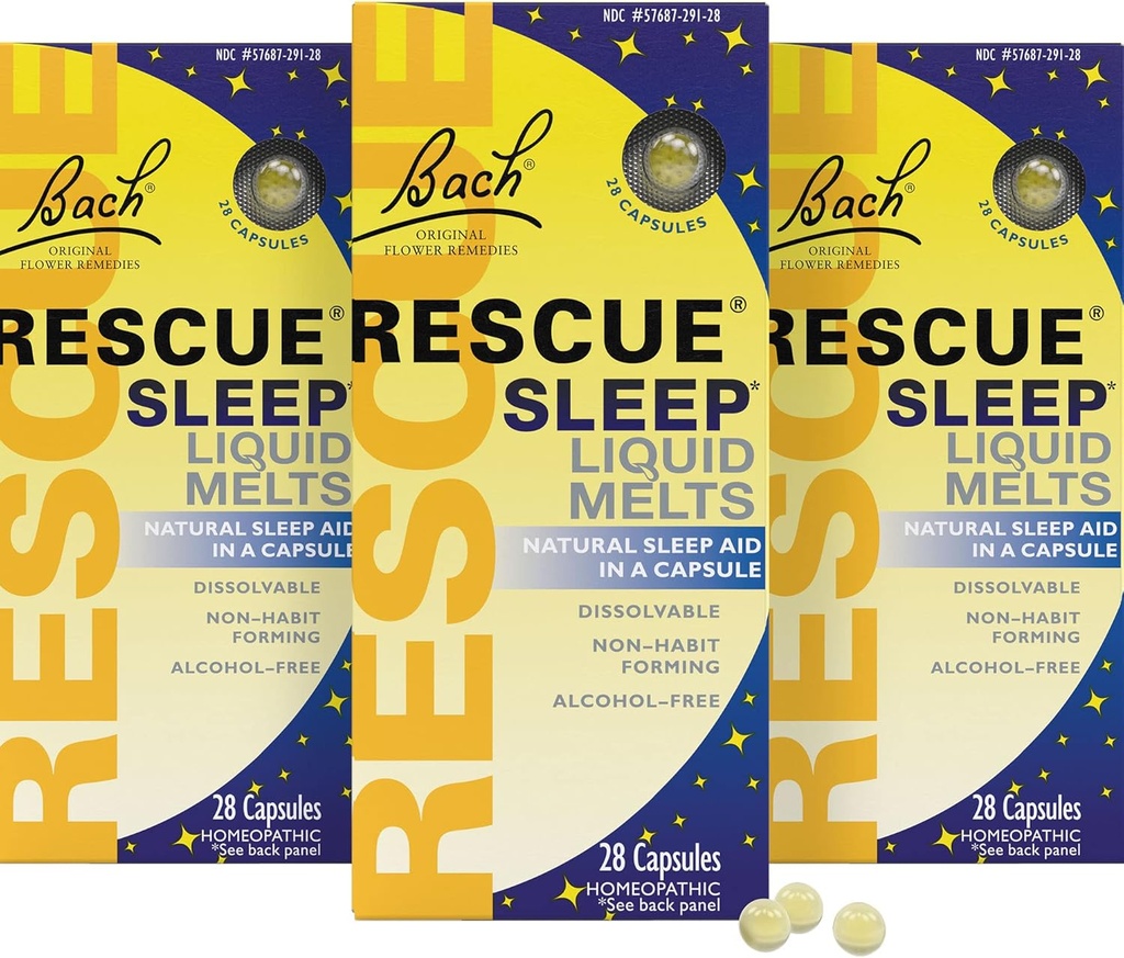 RESCUEのバッハの睡眠の液体の溶解、自然なオレンジ バニラの味、自然な睡眠の援助、圧力救助、ホメオパシーの花のEsence、メラトニン、非アルコール、3のパック、28の計算の各放して下さい