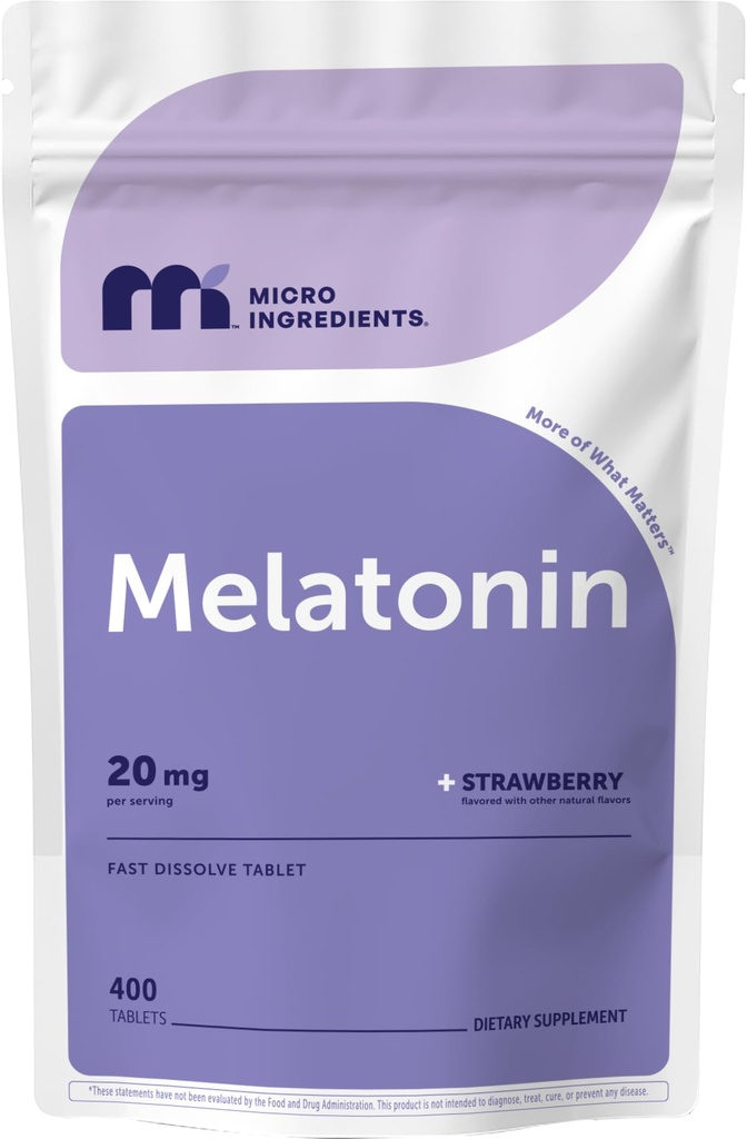 マイクロ成分 メラトニン 20mg 400錠 | いちご味 | アスレチック | アスレチック | アスレチック | ベジタリアン対応 | ノンGMO・ノーグルテン・砂糖無料