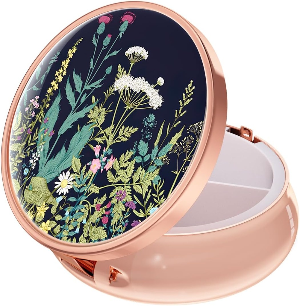 Rouidrの丸薬箱、3のコンパートメントの薬の丸薬の場合、Purse及びポケットのための小さい金属の旅行薬箱、ローズの金、タンポ