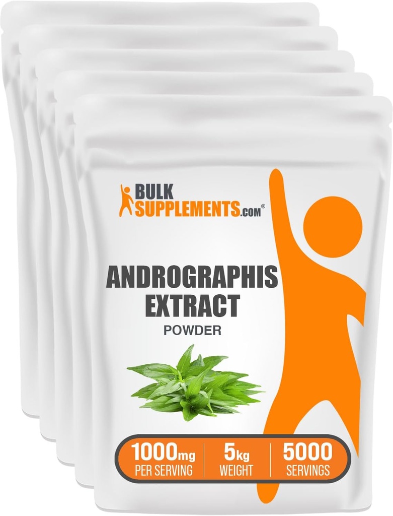 BulkSupplements.com Andrographis Extract Powder - Andrographis Paniculata、Herbal Supplement、Andrographis Powder - Gluten Free、1000mg/サービング、5kg(11lbs)