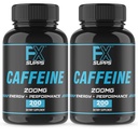 FXSUPPSカフェイン200mgの丸薬(2パック、400カプセル) - 男性と女性のための高速演技エネルギーサポートサプリメント | 警戒、フォーカス、メタボリック機能をサポート