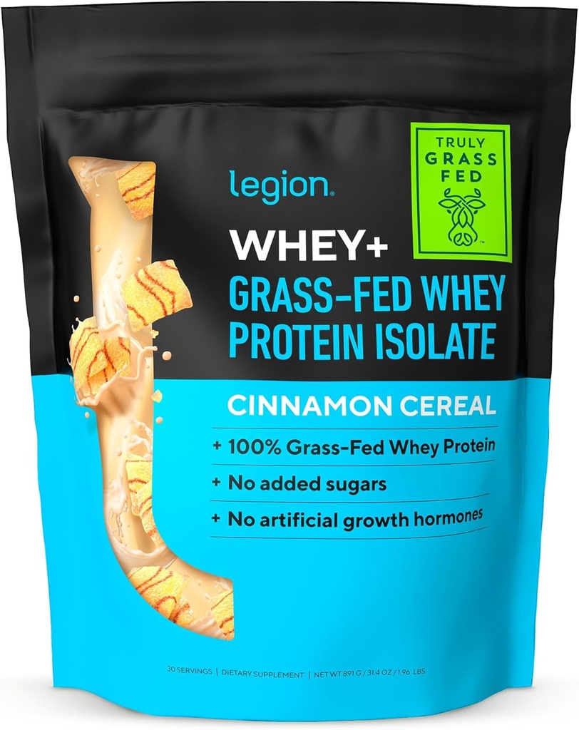 LEGION Whey+ Protein Whey Isolate from Grass Fed Cows - Whey Protein Isolate Powder Low Calorie, Non-GMO, Sugar Free, Lactose and Gluten Free, All Natural Protein Powder for Men & Women (30 Servings)