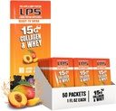 Nutritional Designs LPS Liquid Collagen & Whey Protein Supplement - Non-GMO Drink, Sugar-Free - Promotes Healthy Skin & Hair for Men & Women, Peach Mango, Single Serve (50 Packets)