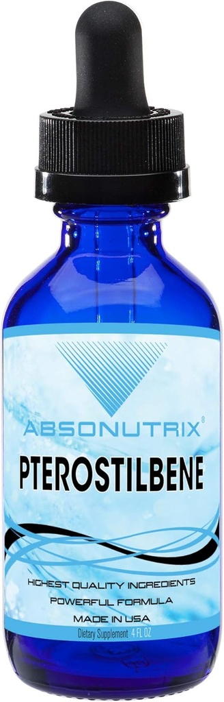 Absonutrix Pterostilbene 300 mg, 4 Fl Oz Liquid Drops, 200 Potent Offerings, High Bioavailability, 3rd-Party Tested, クイック吸収, GMP認証, 非GMO, Cruelty-Free Products, アメリカ製