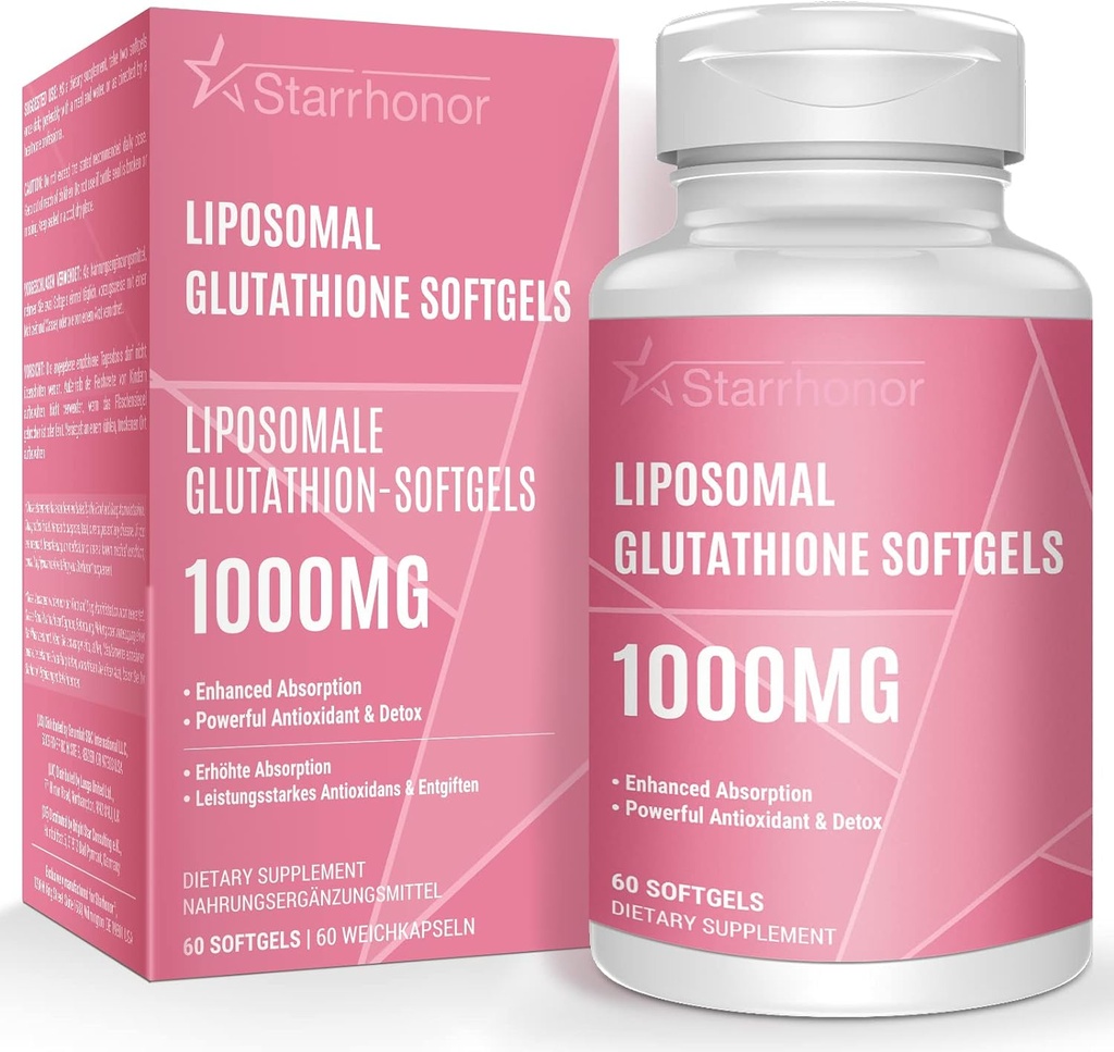 LiposomalのグルタチオンのSoftgels 1500MGのビタミンCの減らされたグルタチオンの補足、よりよい吸収、健康な老化のための非GMOの強力な酸化防止剤、デトックス、免疫の健康、60のSoftgels