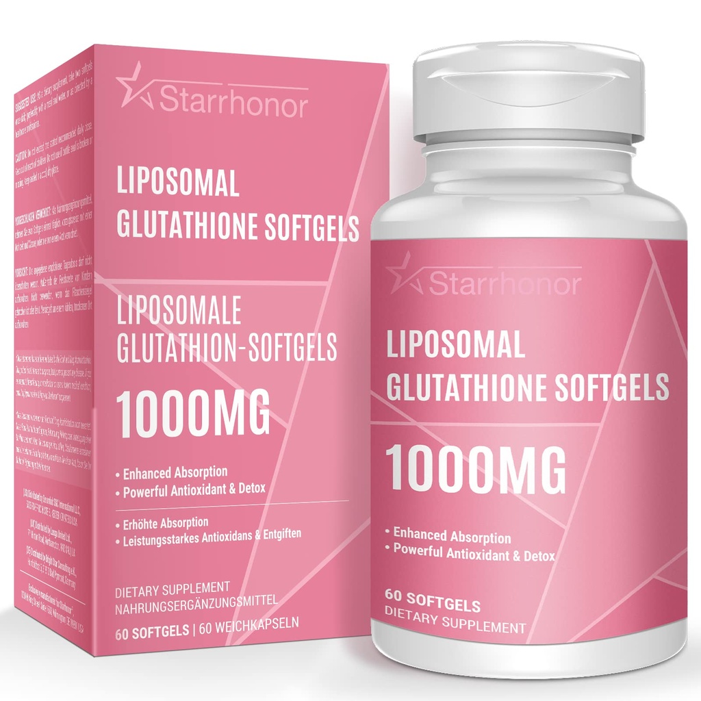 LiposomalのグルタチオンのSoftgels 1500MGのビタミンCの減らされたグルタチオンの補足、よりよい吸収、健康な老化のための非GMOの強力な酸化防止剤、デトックス、免疫の健康、60のSoftgels