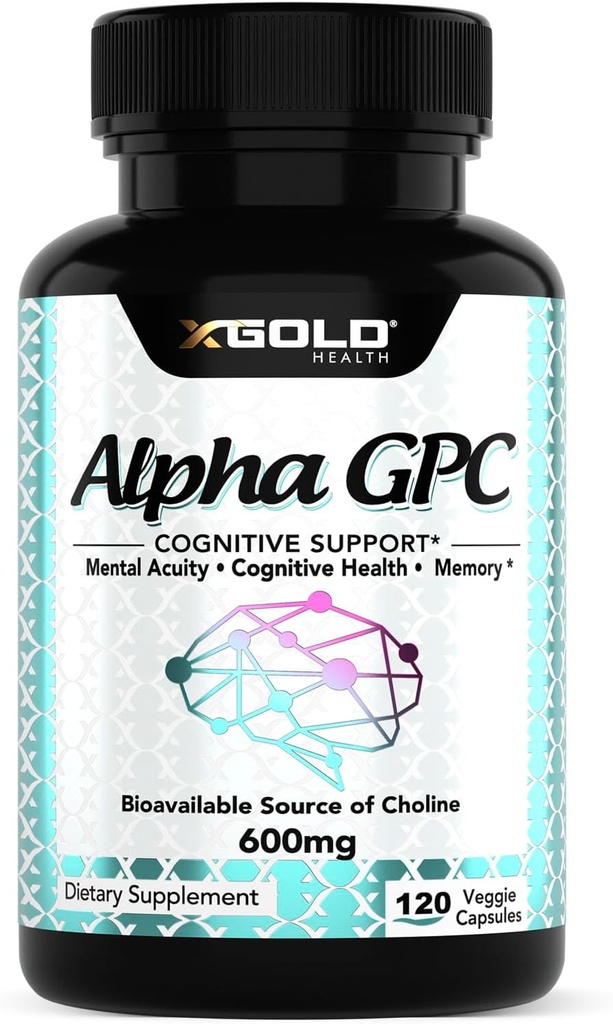 アルファGPCコリン600mg、99%の純粋な向知性補足、記憶のための120の野菜のカプセル、認知増強物、頭脳の健康及び焦点