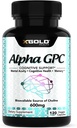 Alpha GPC Choline 600mg, 99% Pure Nootropic Supplement, 120 Veggie Capsules, Cognitive Enhancer for Memory, Brain Health & Focus
