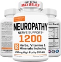 Neuropathy Support Supplement with 1200 mg HP-99 Alpha Lipoic Acid - Max Strength ALA Nerve Formula for Feet Hands Fingers Legs - Ultra Potent 18 in 1 Natural Peripheral Nerve Vitamins - 180 Capsules