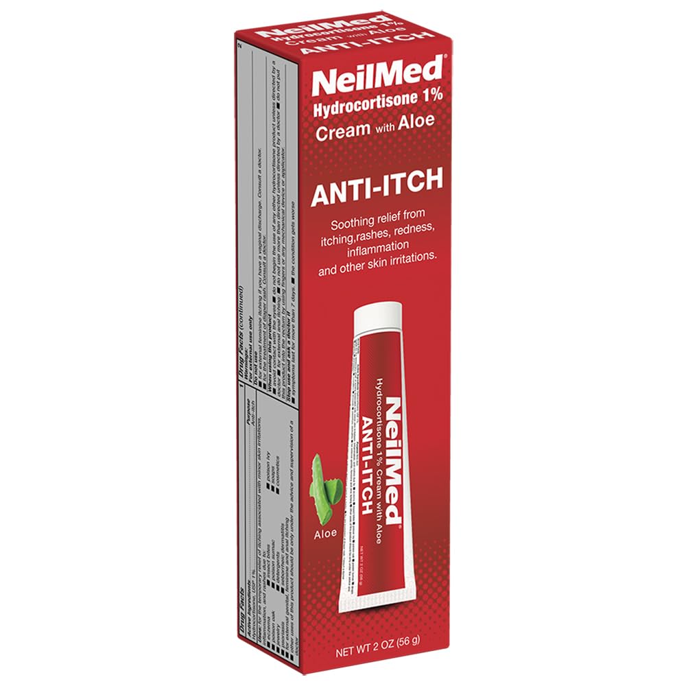NeilMed Hydrocortisone 1% Anti Itch Cream with Aloe Vera. 2oz – 速い救助の和らげることおよび Calming - かゆみ、発疹、赤み、燃え上がり、他の皮の苛立ちのための理想