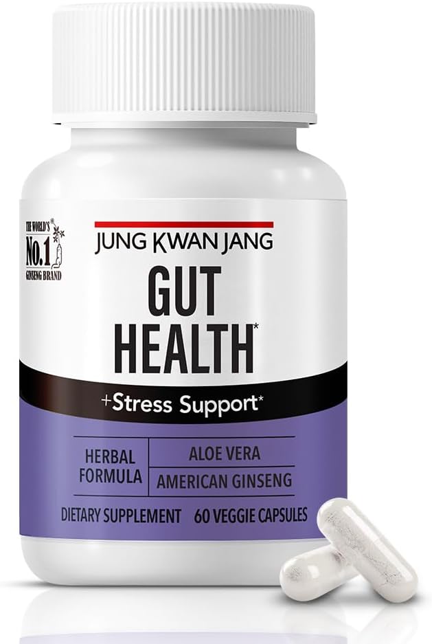 JungKwanJangはアロエVera (833mg)とGut健康、消化、免疫、男性と女性のための60カプセルのためのアメリカのGinsengと健康サポートを欠かせません