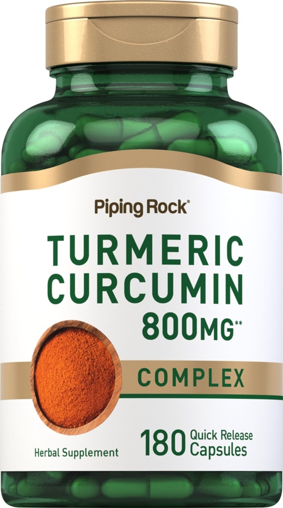ピッピングロックターメリッククルクミンサプリメント 800mg | 180カプセル | ハーブエキスコンプレックス | 非GMO、グルテンフリー