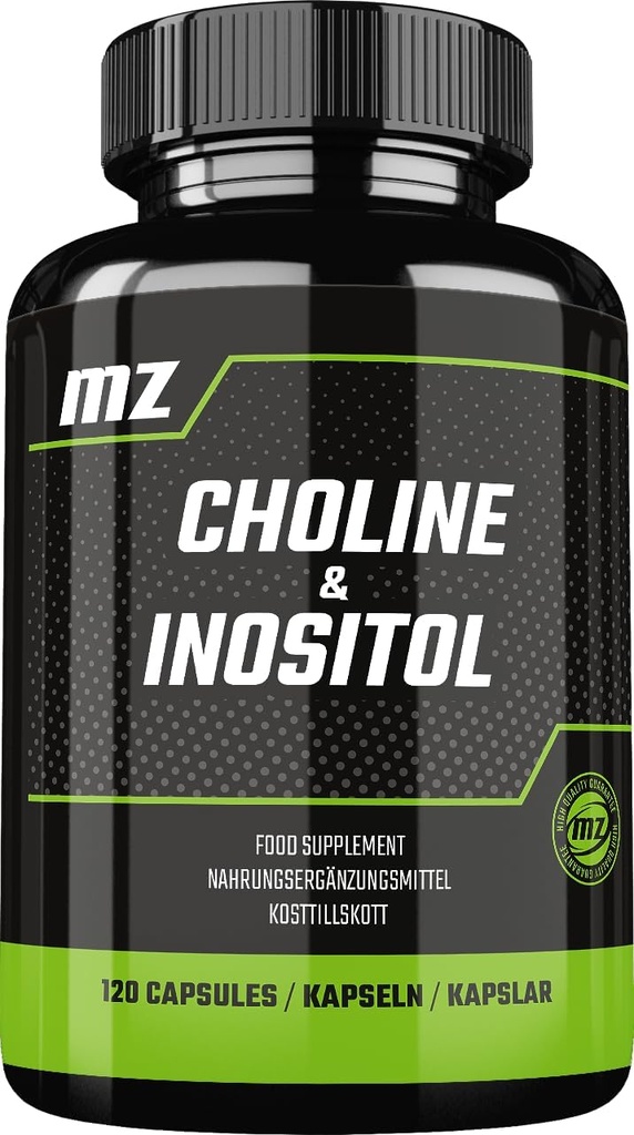 コリンとイノシトール1200 mg/サービング - 120カプセル - 2ヶ月の供給 - ダイエットサプリメントは、マインドクラリティとリラックスをサポート - MZ