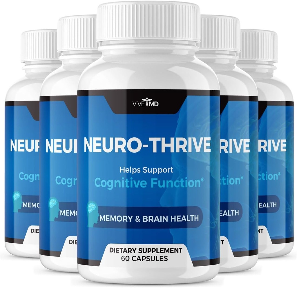 VIVE MD Neuro Thrive Brainサプリメント - 公式フォーミュラ - Neuro Thrive PQQQ、NeuroがGinkgo Biloba抽出物、シベリアGinsengエキス(5パック)と余分な強度のために繁栄