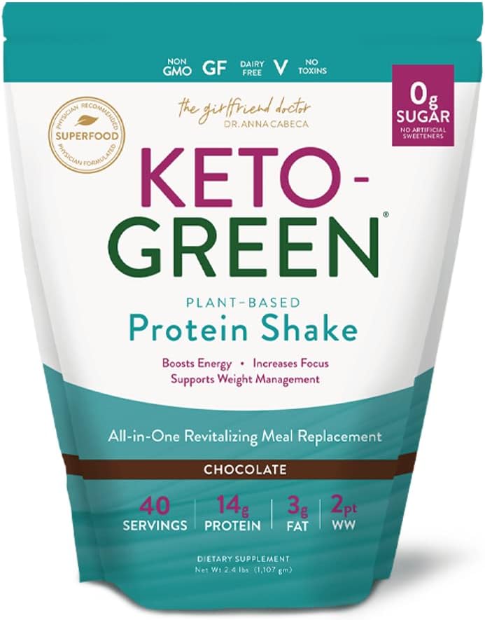 VIDAPURA Keto-Green Protein Shake by Dr. Anna Cabeca – 毎日のウェルネスのためのチョコレートビーガンタンパク質, エネルギー & スムーズな消化 – 40 サービング