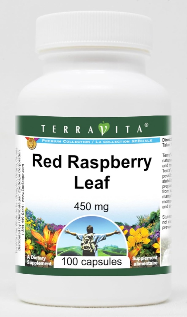 赤ラズベリーリーフ - 450 mg (100 カプセル, ジン: 511172)