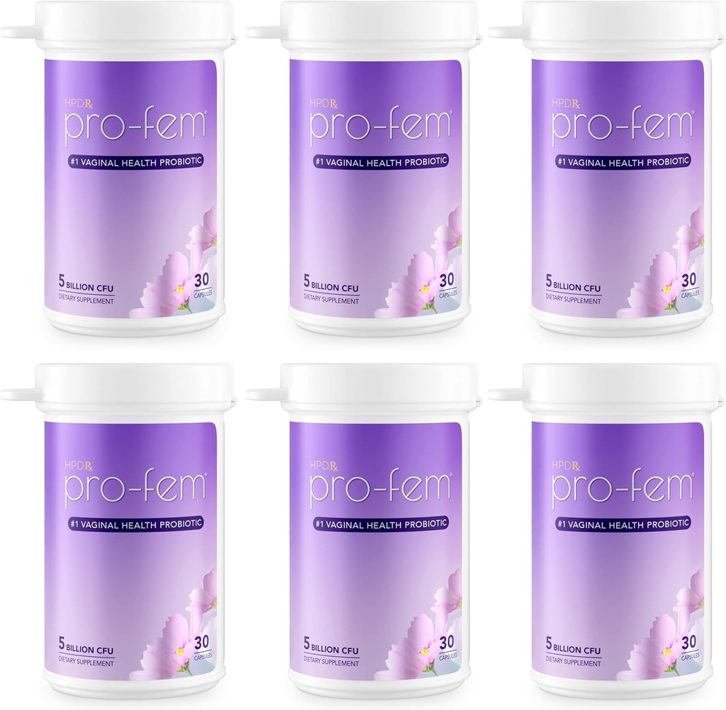 HPD Rx Pro-Fem #1 腟の健康のプロバイオティクス | 腟のプロバイオティクス | 臨床的に Yeast & PH バランス、尿路の健康を促進するために証明される | 女性用プロバイオティクス | 7 日 | 30 カプセル | 6 パック