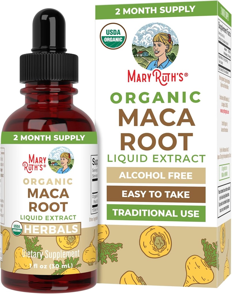 MaryRuthのUSDA Organic Maca Root Liquid Drops | ヴィーガン | Non-GMO | グルテンフリー | アルコールフリー | 1 Fl Oz