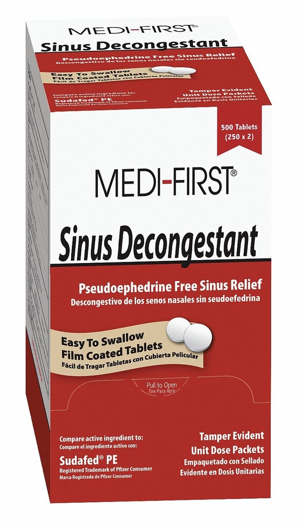 Mediqueプロダクト Medi-First 80933 Sinus Decongestant、1 (包装は変わるかもしれません)、赤い