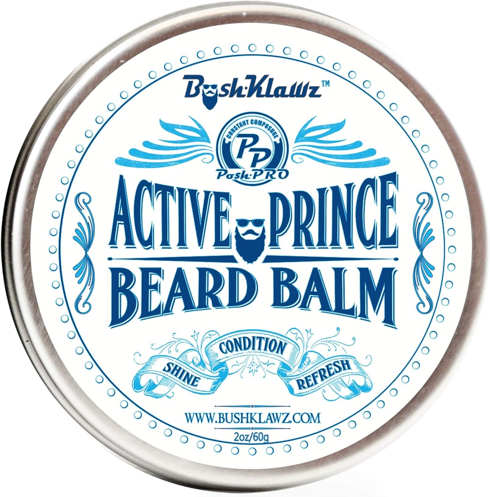 BushKlawz Beard Balm 静脈内コンディショナー、2オンス - アクティブプリンスセント - 男性用ベアードとギフトに最適なコンディショナー
