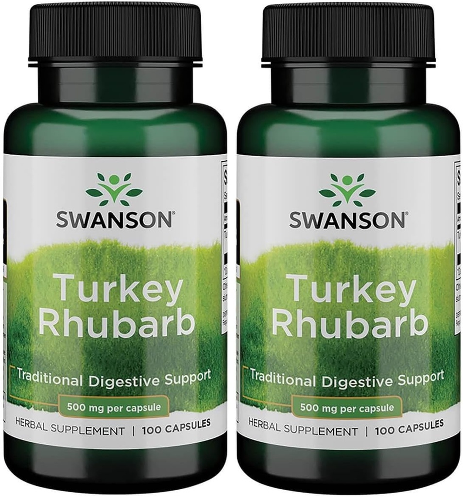 Swanson Turkey Rhubarb - Herbal Supplement for Digestive Health - Natural Formula - (100 Capsules, 500mg Each) (2 Pack)